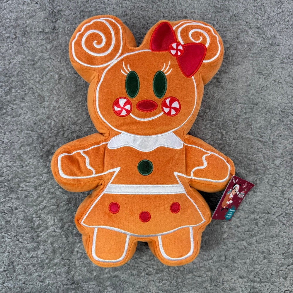 Disney Parks Minnie Mouse Gingerbread Scented Plush‎ Holiday Pillow 12 Inch NEW
